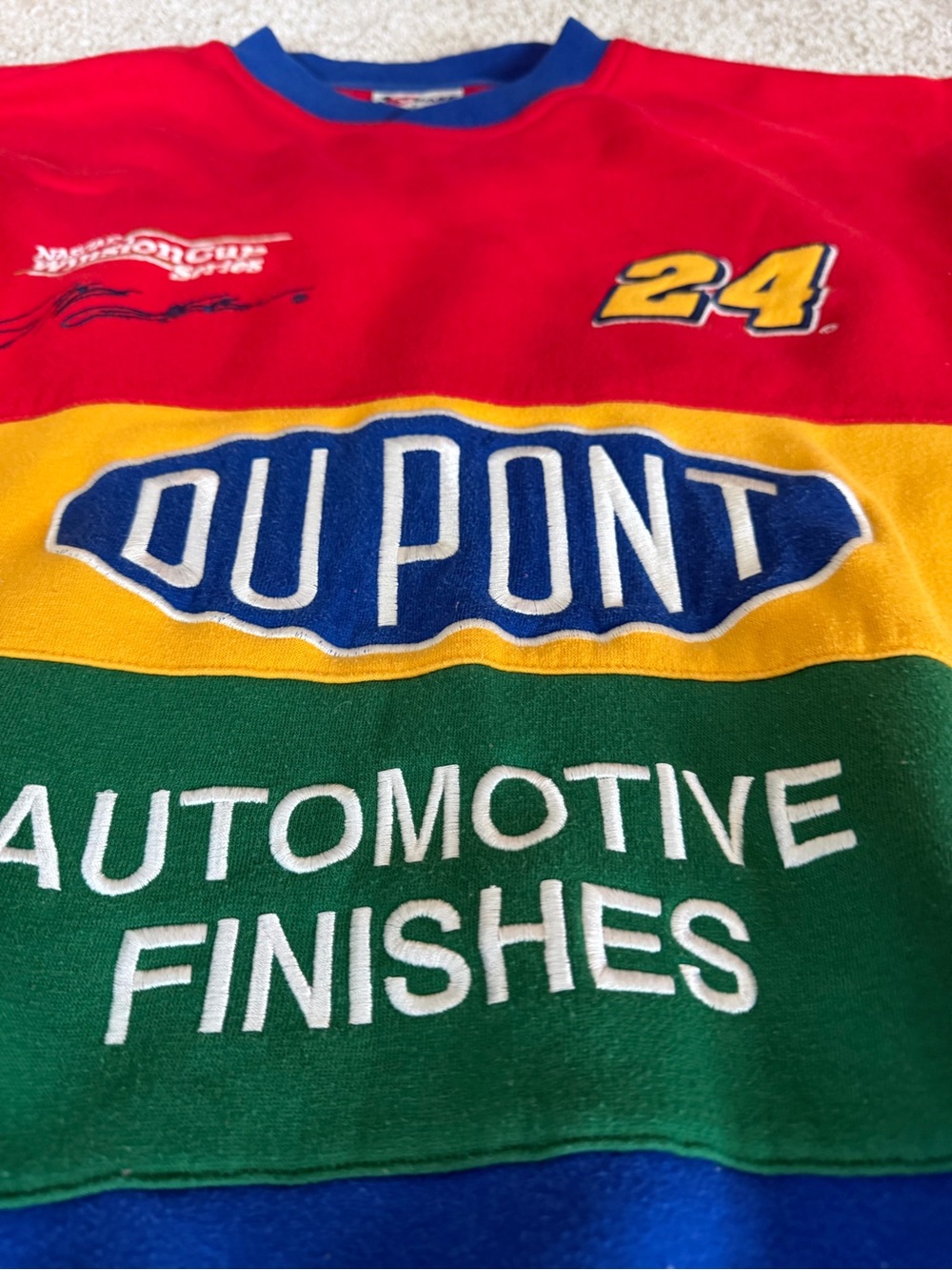 Men's Colorblock Racing Sweatshirt - Red/Yellow/Green/Blue - Picture 2 of 4